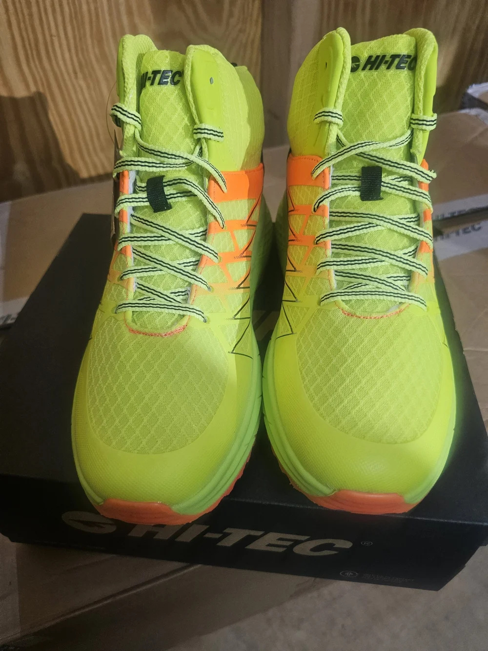 Hi-Tec Neon Yellow Men’s Trail Boots with Orange Accents